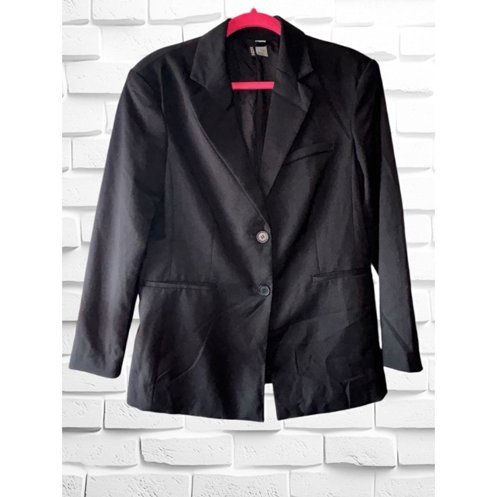 H&M Divided Women’s XS Black Double-Breasted Long Sleeved Oversized Blazer